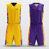  purple gold puzzles custom basketball jersey
