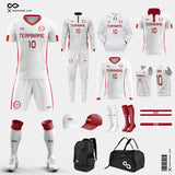 Retro Soccer Uniforms Kit White and Red