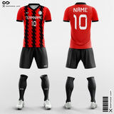 Red Black Stripe Soccer Jersey Kit